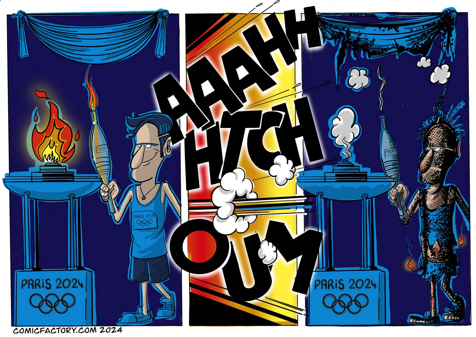 Olympischespiele Paris Frankreich 2024 Eröffnung comicfactory.com