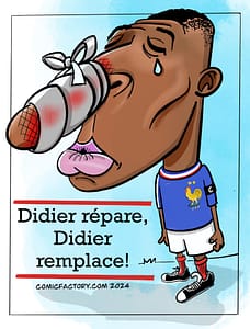 Fussball Comic Mbappe kaputte Nase EM 2024 in Deutschland comicfactory.com