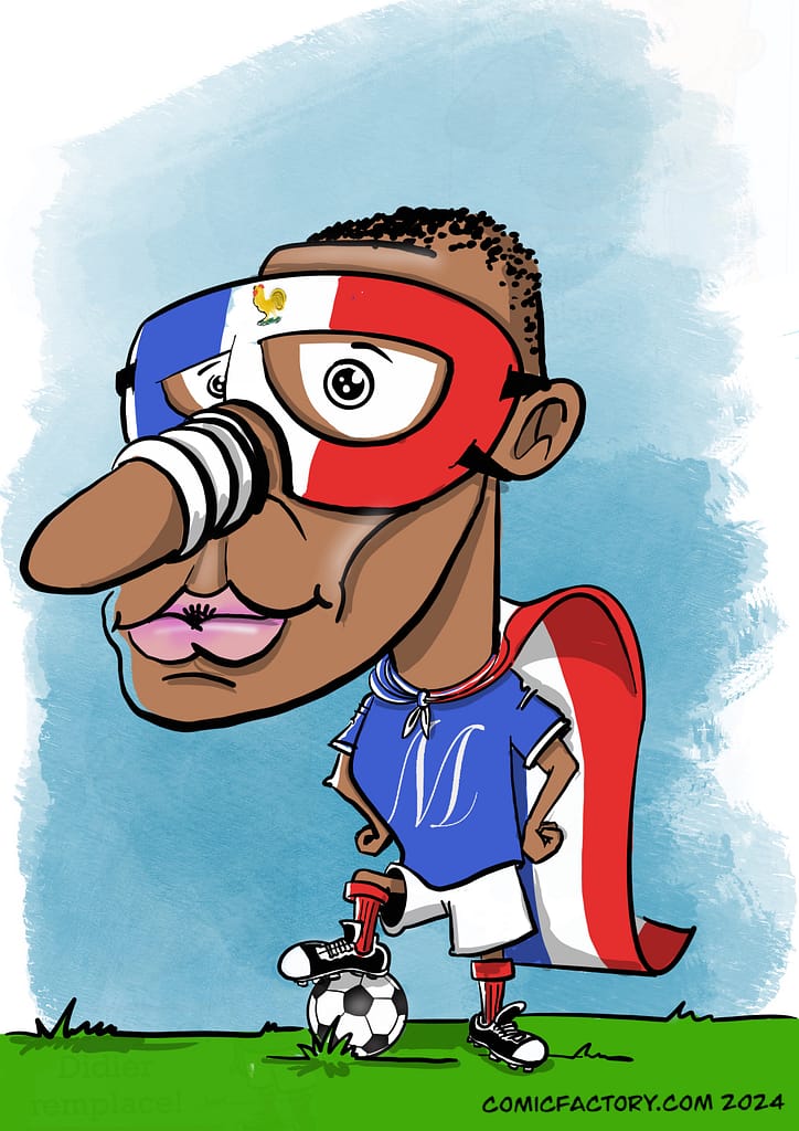 Fussball Comic Mbappe Maske EM 2024 in Deutschland comicfactory.com