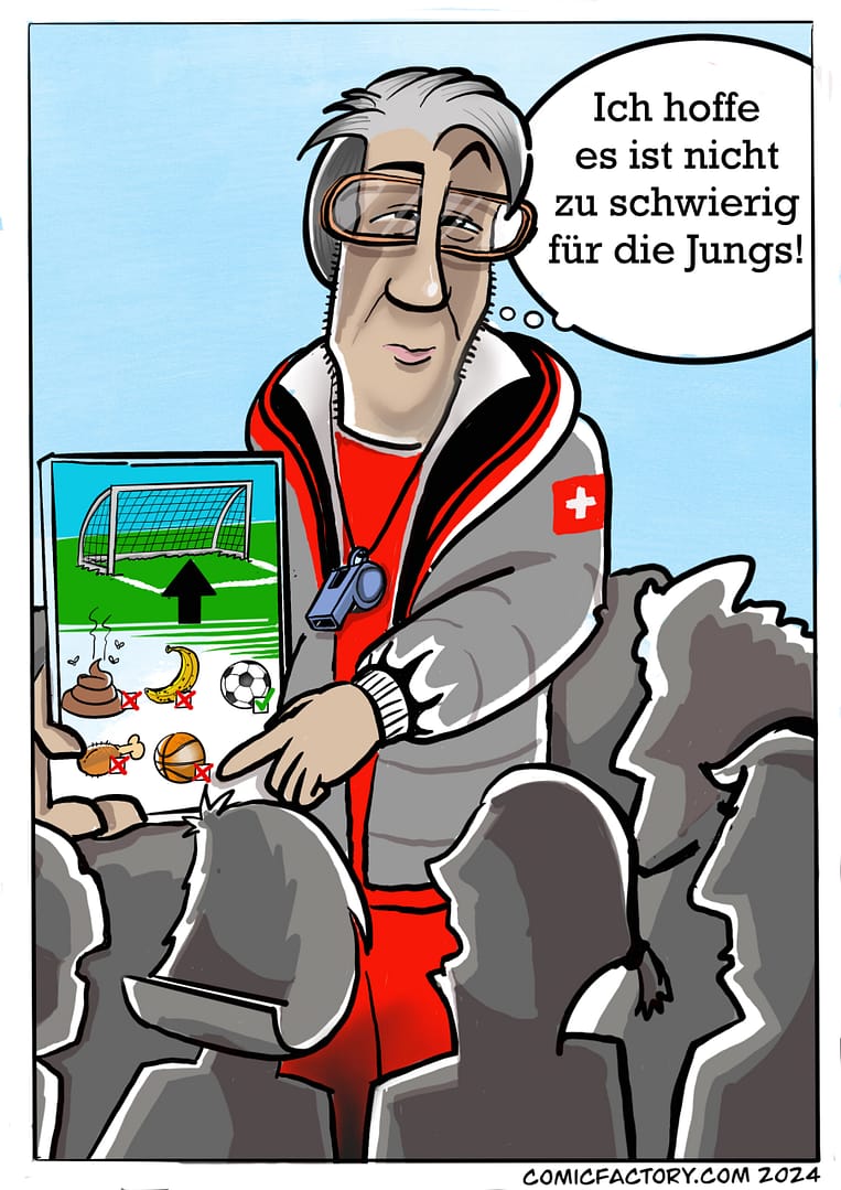 Fussball Comic Murat Yakin Training Schweizer National Mannschaft comicfactor.com