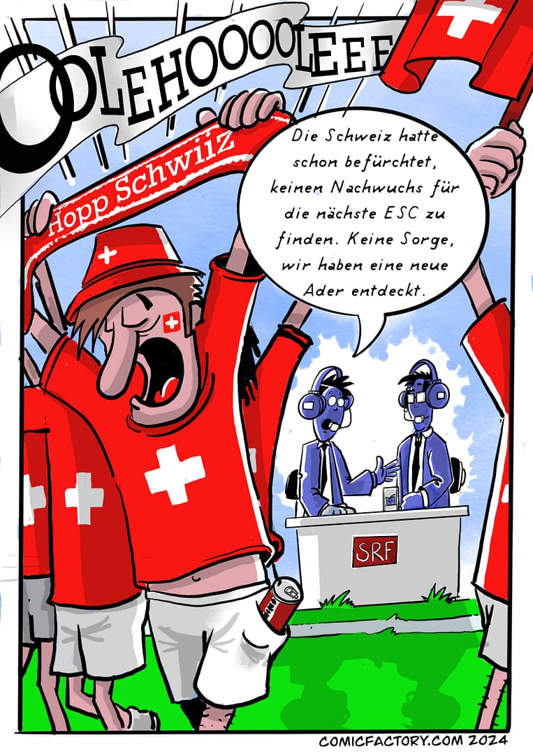 Schweizer Fussballfans Comic EM 2024 Deutschland comicfactory.com